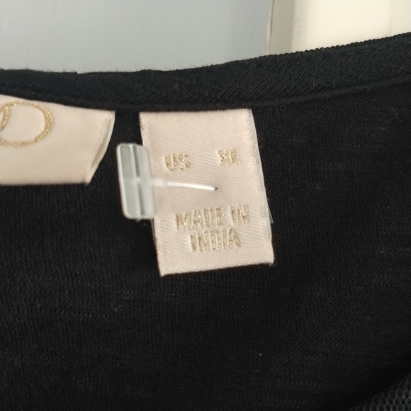 LOGO Lavish Embroidered Black Mesh Slub Knit Top XL - Picture 5 of 12